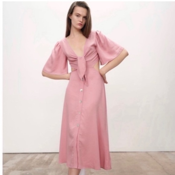 Zara Cut Out Midi Dress - Picture 1 of 8